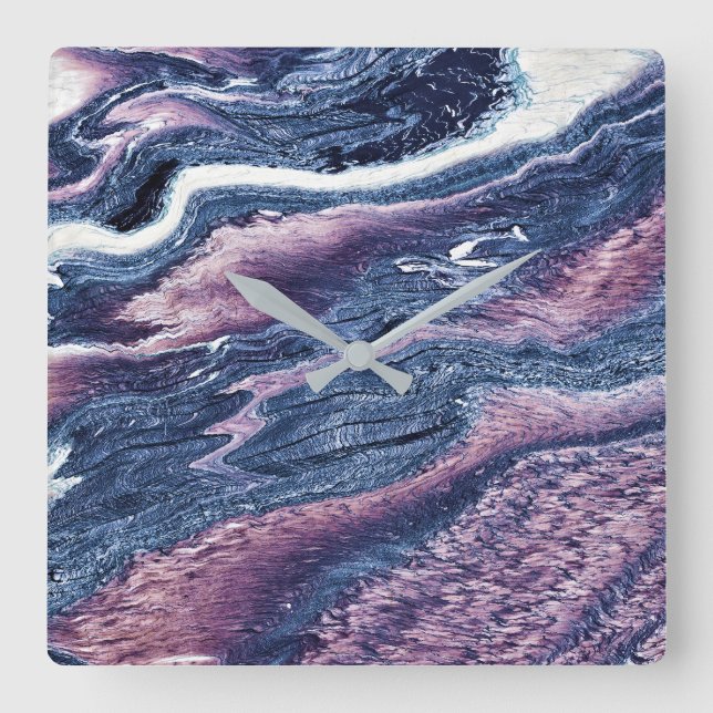 Granite Stone Mönster Acrylic Wall Clock Fyrkantig Klocka (Framsida)