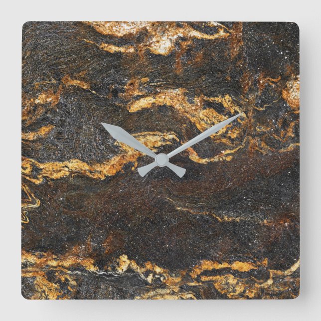 Granite Stone Mönster Acrylic Wall Clock Fyrkantig Klocka (Framsida)