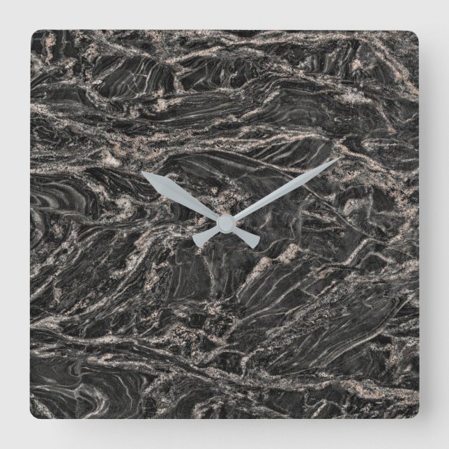 Granite Stone Mönster Acrylic Wall Clock Fyrkantig Klocka (Framsida)