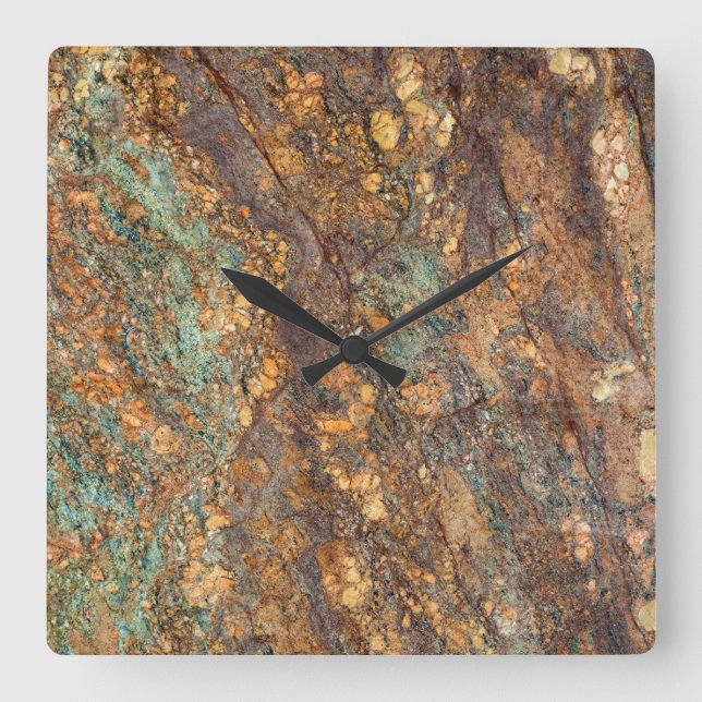 Granite Stone Mönster Acrylic Wall Clock Fyrkantig Klocka (Framsida)