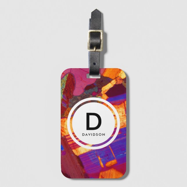 Granite Thin Section Sten Struktur Monogram Bagagebricka (Framsida vertikal)