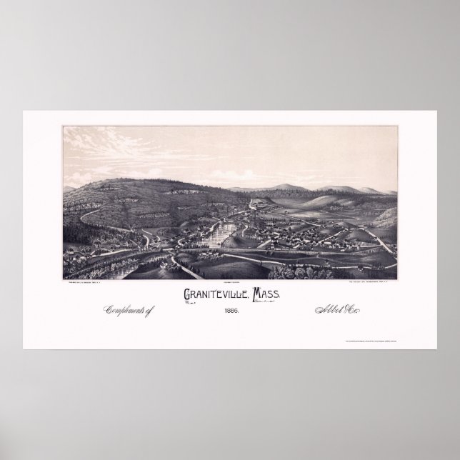 Graniteville, MORSA Panoramic Karta - 1886 Poster (Framsidan)