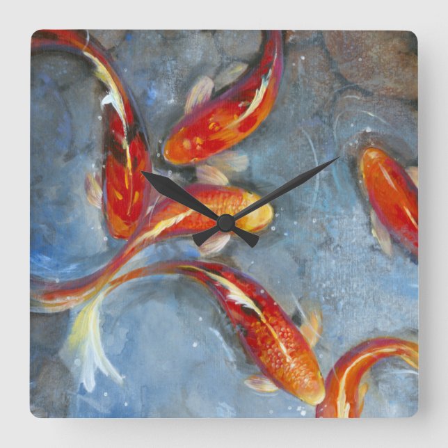 Gränlig Koi II Fyrkantig Klocka (Framsida)