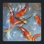 Gränlig Koi II Fyrkantig Klocka<br><div class="desc">Djur</div>