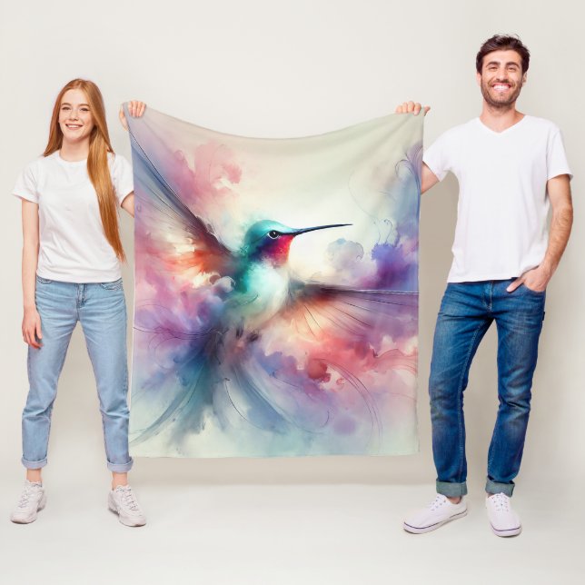 Grann Kolibri i Akvarell Fleecefilt (På plats)