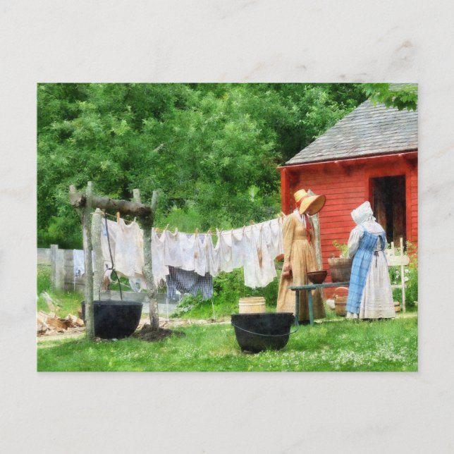 Grannar Gossiping på tvättdag Vykort (Framsida)