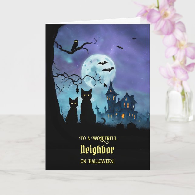 Grannar Happy halloween med Haunted House Kort (Orkide)