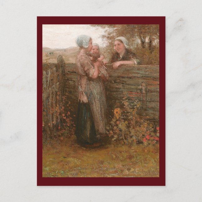 Grannar som besöker stängslet vykort (Framsida)