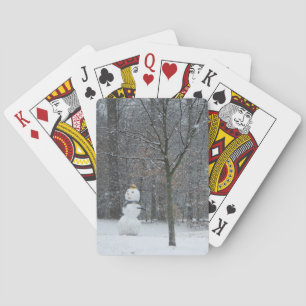Grannens vinterscen i Snö i Snögubbe Casinokort