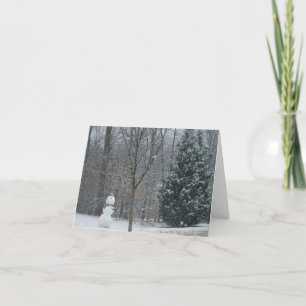Grannens vinterscen i Snö i Snögubbe Helgkort