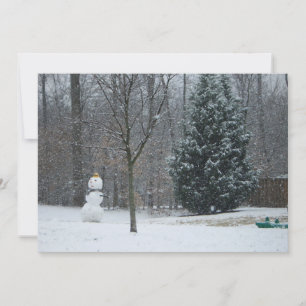 Grannens vinterscen i Snö i Snögubbe Julkort