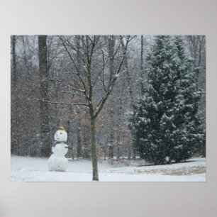 Grannens vinterscen i Snö i Snögubbe Poster