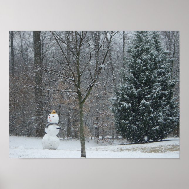 Grannens vinterscen i Snö i Snögubbe Poster (Framsidan)