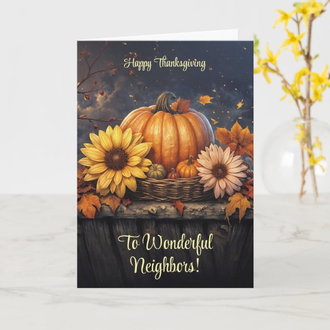 Granngranne eller grannländer Happy thanksgiving Kort (Gul blomma)