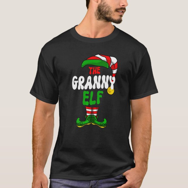 Granni Elf Pajama Matching Group Jul-Helgdag T Shirt (Framsida)