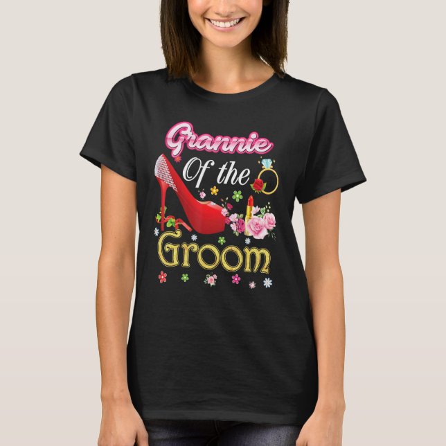 Grannie Groom Lycklig Bröllop Flower Rosa Sho T Shirt (Framsida)