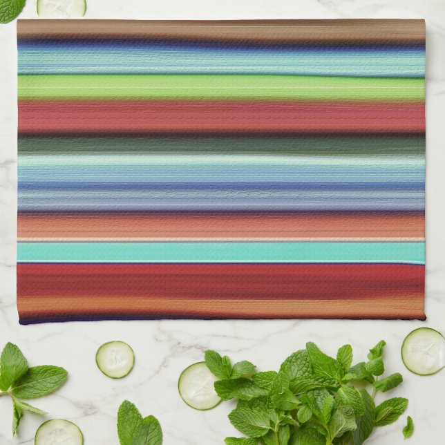 Grannins färgstarka rand, med mjuk grovlek kökshandduk (Vikta)