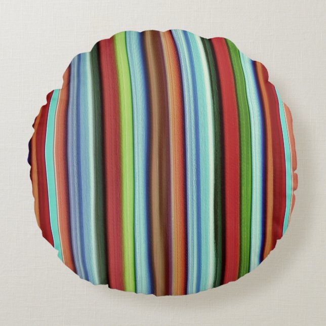 Grannins färgstarka rand, med mjuk grovlek rund kudde (Framsidan)