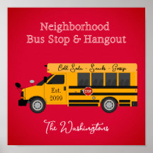 Grannskap Buss - stopp och hangout Poster utskrift