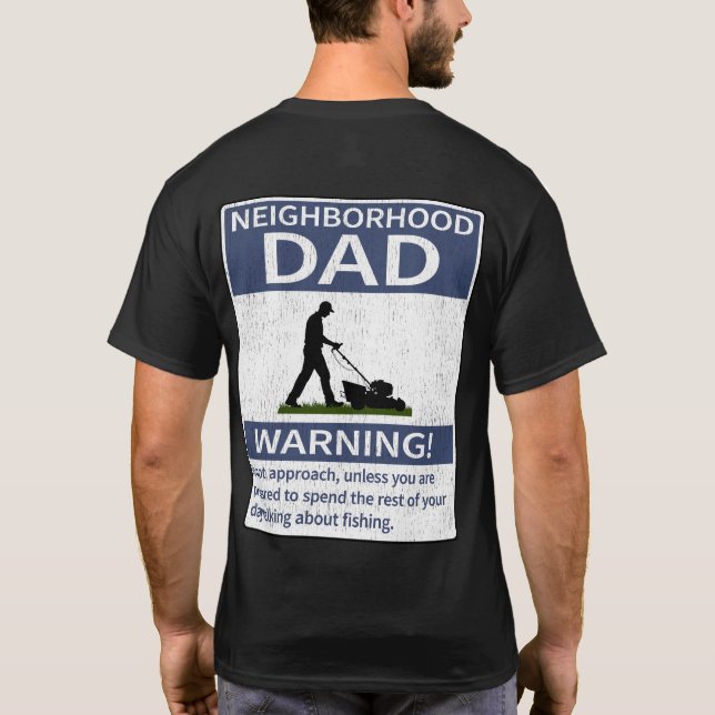 Grannskap Pappa, blå varningssida på framsidan och T Shirt (Baksida)