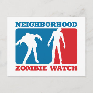 Grannskap Zombie Watch - Red and Blue Vykort