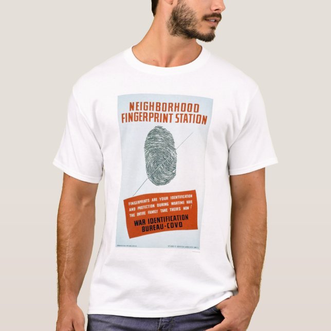 Grannskapen identifierar med fingeravtryck tee shirt (Framsida)