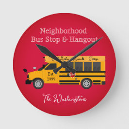 Grannskapets Buss Stop & Hangout Clock Rund Klocka