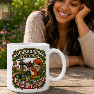 Grannskapets Övervakning Rolig Ekorre Fågelskådnin Kaffemugg
