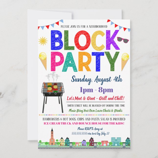 Grannskapsblock Party Inbjudan (Framsida)