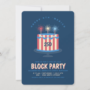 Grannskapsblockfest Amerika 250-årsfirande tårta Inbjudningar
