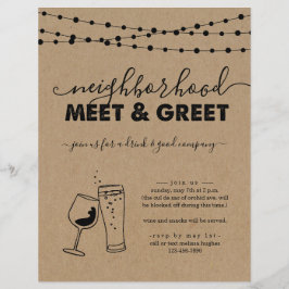 Grannskapsmöte och inbjudan från Greet Party Flyer