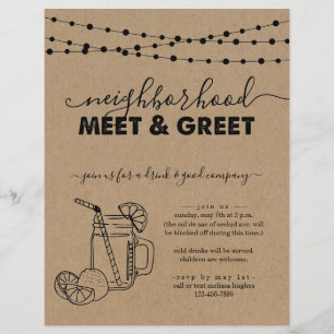 Grannskapsmöte och inbjudan från Greet Party Flyer