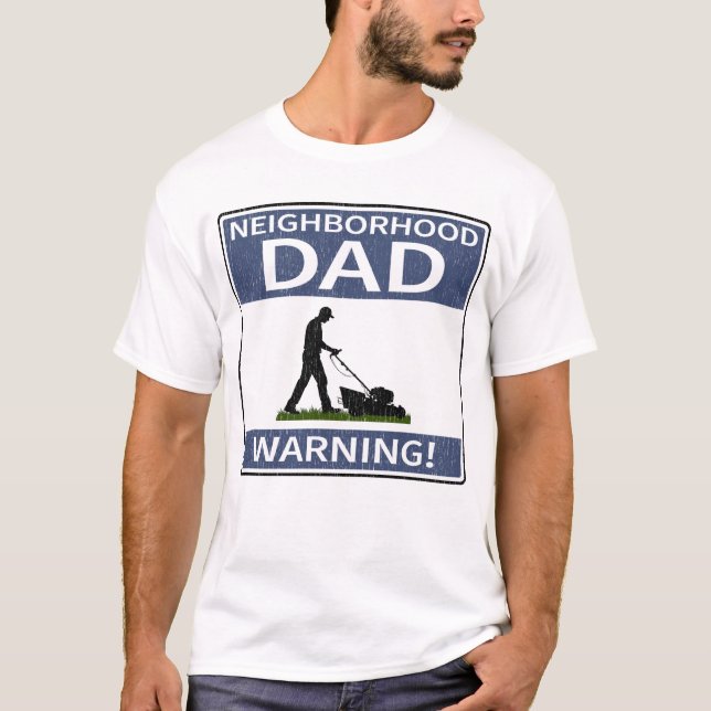 Grannskapsskylt med blått varningstecken Pappa T Shirt (Framsida)