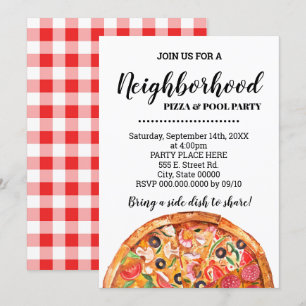Grannskapstävling i Pizza och Party i Bassäng Inbjudningar
