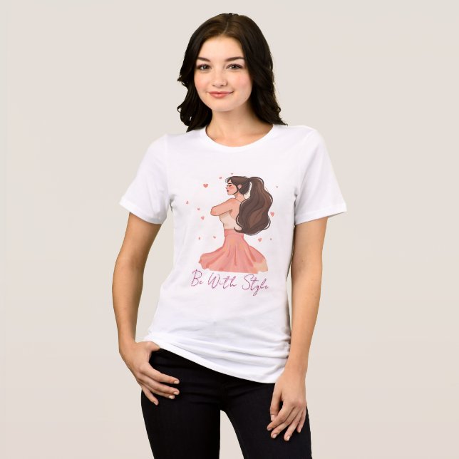 Grannt kvinna i blomningskropp t shirt (Framsida Full)