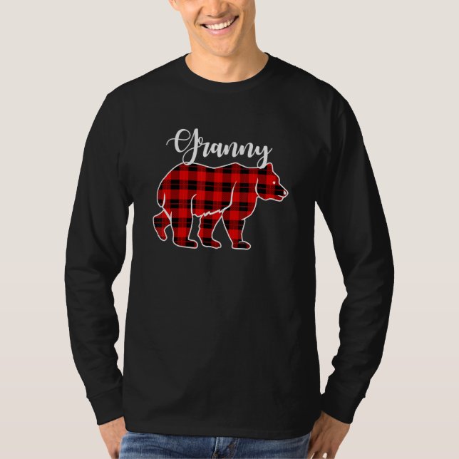 Granny Bear Red Plade-julkostummet Matching F T Shirt (Framsida)