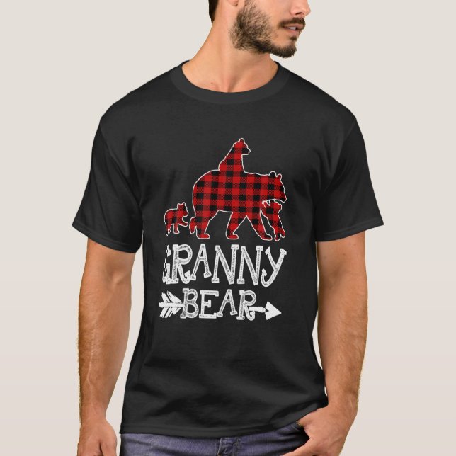 Granny Bear Three Unge Red Play Mamma Pa T Shirt (Framsida)