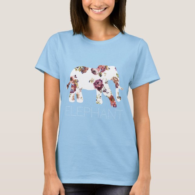 Granny Blommigts Patterned Elephant T Shirt (Framsida)