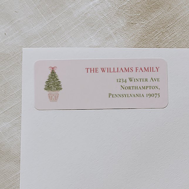 Granny Chic Coquette Christmas Tree Return Address Returadress Etikett (Skapare uppladdad)
