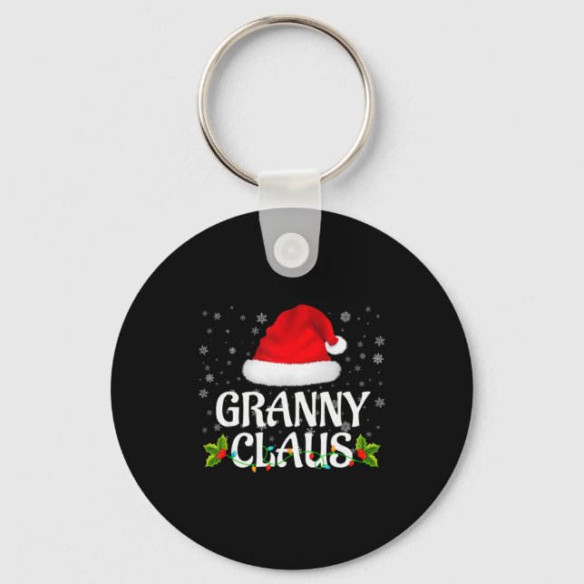 Granny Claus Christmas Lights Santa Pajama Family  Nyckelring (Framsida)