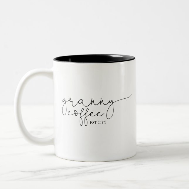 Granny Coffee, etablerad | Grandma Gift Två-Tonad Mugg (Vänster)