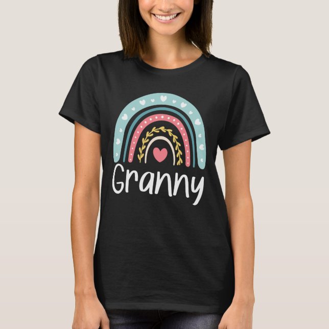 Granny Cute Grandma Family Matching Rainbow T Shirt (Framsida)