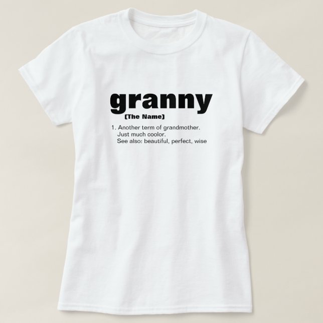 Granny Definition Funny Mors dag, jul T Shirt (Design framsida)