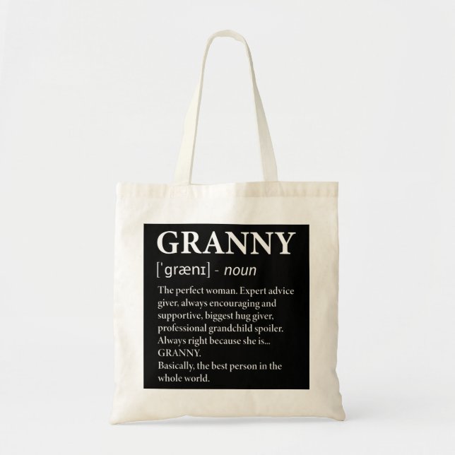 Granny Definition Grandma Funny Grandmor Tygkasse (Framsidan)