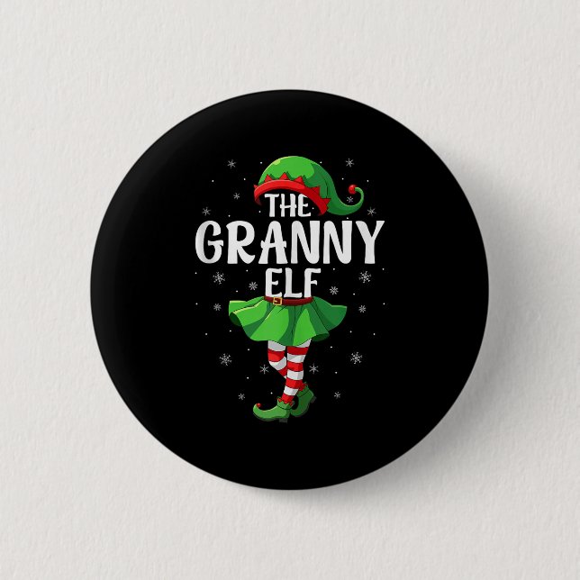 Granny Elf Christmas Grandma Women Elf Squad Xmas  Knapp (Framsida)