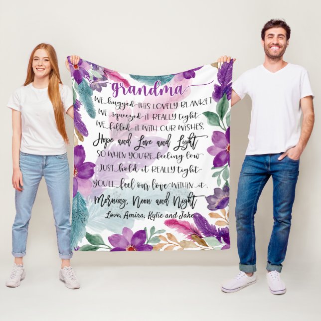 Granny Gift, Anpassningsbar Grandma Blanket, Perso Fleecefilt (På plats)