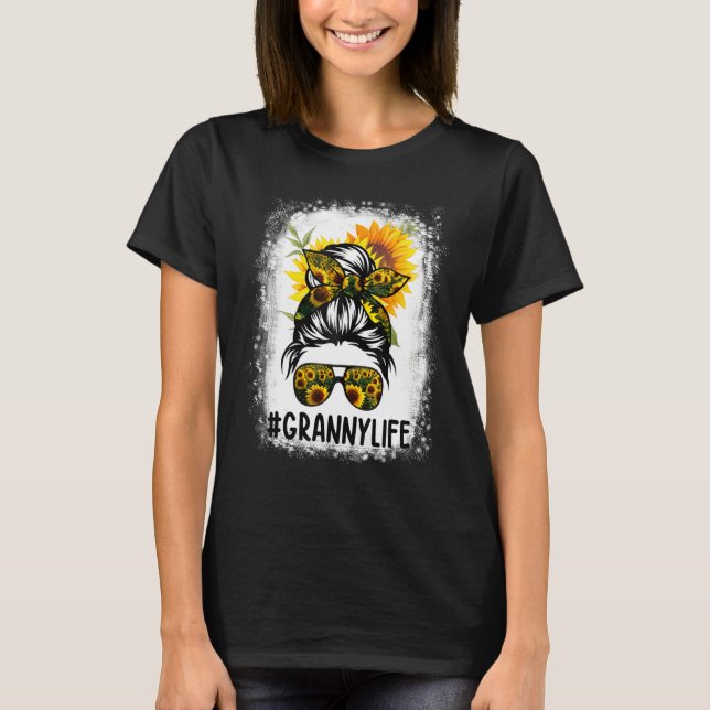 Granny Life Messy Hair Bun SunblommWomen Mor' T Shirt (Framsida)