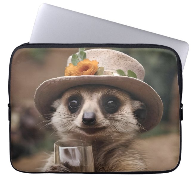 Granny Meerkat Vin Time Laptop Fodral (Framsidan)