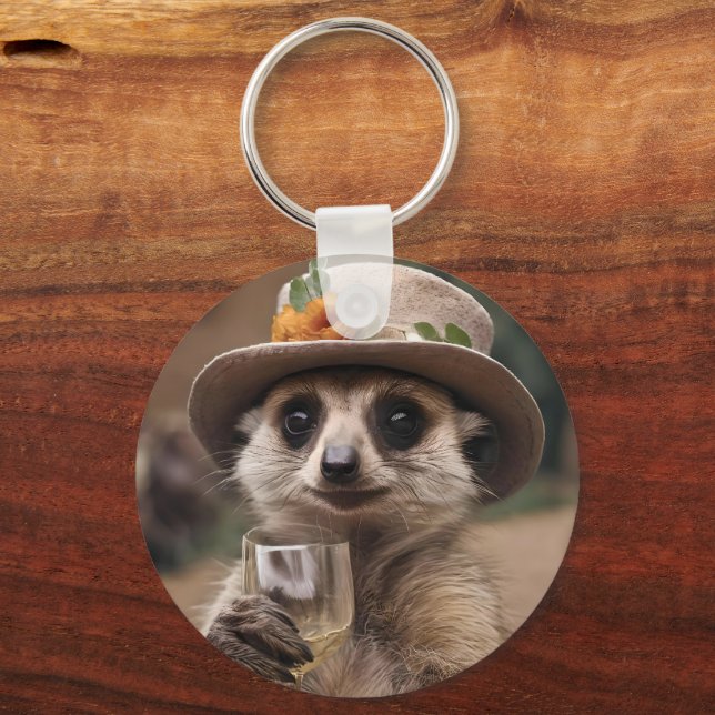 Granny Meerkat Vin Time Nyckelring (Framsida)