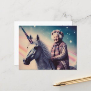 Granny och Hennes Unicorn Vykort